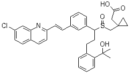 structure of CAS# 909849-96-3, Montelukast sulfoxide;1-[[[1-[3-[2-(7-Chloro-2-quinolinyl)ethenyl]phenyl]-3-[2-(1-hydroxy-1-methylethyl)phenyl]propyl]sulfinyl]methyl]cyclopropaneacetic acid