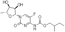 结构式 CAS# 910129-15-6, 5'-脱氧-5-氟-N-[(2-甲基丁氧基)羰基]胞苷