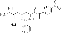 结构式 CAS# 911-77-3, N-苯甲酰基-DL-精氨酰-4-硝基苯胺盐酸盐; N-苯甲酰基-DL-精氨酰对硝基苯胺盐酸盐