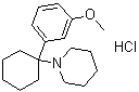 结构式 CAS# 91164-58-8, 1-[1-(3-甲氧基苯基)环己基]哌啶盐酸盐