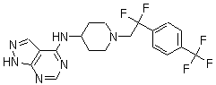 结构式 CAS# 913574-42-2, N-[1-[2,2-二氟-2-[4-(三氟甲基)苯基]乙基]-4-哌啶基]-1H-吡唑并[3,4-d]嘧啶-4-胺