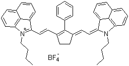 structure of CAS# 913627-83-5, 1-Butyl-2-(2-[3-[2-(1-butyl-1H-benzo[cd]indol-2-ylidene)ethylidene]-2-phenylcyclopent-1-enyl]vinyl)benzo[cd]indolium tetrafluoroborate