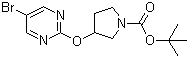 结构式 CAS# 914347-79-8, 3-(5-溴嘧啶-2-氧基)吡咯烷-1-甲酸叔丁酯