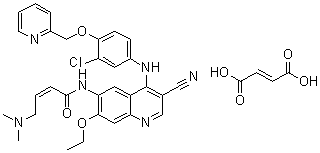 structure of CAS# 915942-22-2, Neratinib maleate;(E)-N-[4-[3-Chloro-4-[(2-pyridinyl)methoxy]anilino]-3-cyano-7-ethoxy-6-quinolinyl]-4-(dimethylamino)-2-butenamide maleate