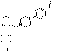 结构式 CAS# 916204-05-2, 4-[4-(4'-氯联苯-2-基甲基)哌嗪-1-基]苯甲酸