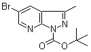 structure of CAS# 916258-24-7, tert-Butyl 5-bromo-3-methyl-1H-pyrazolo[3,4-b]pyridine-1-carboxylate;5-Bromo-3-methyl-1H-pyrazolo[3,4-b]pyridine-1-carboxylic acid tert-butyl ester