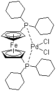 结构式 CAS# 917511-90-1, 二氯[1,1'-双(二环己基膦)二茂铁]钯(II)