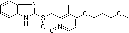 structure of CAS# 924663-38-7, Rabeprazole N-oxide;2-(((4-(3-Methoxypropoxy)-3-methyl-1-oxopyridin-2-yl)methyl)sulfinyl)-1H-benzimidazole