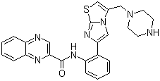 结构式 CAS# 925434-55-5, N-[2-[3-(1-哌嗪基甲基)咪唑并[2,1-b]噻唑-6-基]苯基]-2-喹喔啉甲酰胺