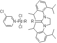 structure of CAS# 927706-57-8, PEPPSI(TM)-SIPr catalyst;[1,3-Bis[2,6-bis(1-methylethyl)phenyl]-2-imidazolidinylidene]dichloro(3-chloropyridine)palladium