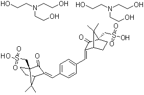structure of CAS# 92841-53-7, Ecamsule triethanolamine;2,2',2''-Nitrilotrisethanol 3,3'-(1,4-phenylenedimethylidyne)bis[7,7-dimethyl-2-oxobicyclo[2.2.1]heptane-1-methanesulfonate] (2:1) (salt)