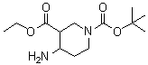 结构式 CAS# 932035-01-3, 1-(叔丁氧羰基)-4-氨基哌啶-3-羧酸乙酯