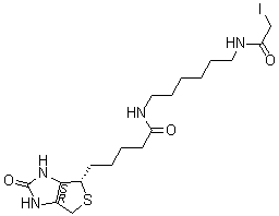 N-碘代乙酰基-N'-生物素基-1,6-己二胺分子结构 (CAS 93285-75-7)