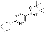 structure of CAS# 933986-97-1, 2-(Pyrrolidin-1-yl)pyridine-5-boronic acid pinacol ester;2-(1-pyrrolidinyl)-5-(4,4,5,5-tetramethyl-1,3,2-dioxaborolan-2-yl)pyridine; 6-(Pyrrolidin-1-yl)pyridine-3-boronic acid pinacol ester