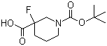 结构式 CAS# 934342-39-9, 3-氟-1,3-哌啶二羧酸 1-叔丁酯