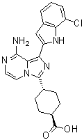 trans-4-[8-Amino-1-(7-chloro-1H-indol-2-yl)imidazo[1,5-a]pyrazin-3-yl]cyclohexanecarboxylic acid molecular structure (CAS 936889-68-8)
