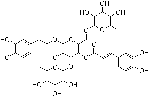 structure of CAS# 94079-81-9, Poliumoside;O-6-Deoxy-alpha-L-mannopyranosyl-(1-3)-O-[6-deoxy-alpha-L-mannopyranosyl-(1-6)]-beta-D-glucopyranoside 2-(3,4-dihydroxyphenyl)ethyl 4-[3-(3,4-dihydroxyphenyl)-2-propenoate]