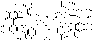 结构式 CAS# 944451-08-5, 三(mu-氯)双[(R)-(+)-2,2'-双[二(3,5-二甲基苯基)膦]-1,1'-联萘]二氯化二钌二甲基铵盐
