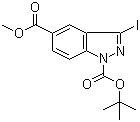 结构式 CAS# 944904-57-8, 3-碘-1H-吲唑-1,5-二羧酸 1-叔丁酯 5-甲酯