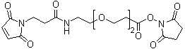 structure of CAS# 955094-26-5, 3-[2-[2-[[3-(2,5-Dihydro-2,5-dioxo-1H-pyrrol-1-yl)-1-oxopropyl]amino]ethoxy]ethoxy]propanoic acid 2,5-dioxo-1-pyrrolidinyl ester