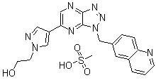 结构式 CAS# 956906-93-7, PF 04217903 甲磺酸盐; 4-[1-(6-喹啉基甲基)-1H-1,2,3-三唑并[4,5-b]吡嗪-6-基]-1H-吡唑-1-乙醇甲磺酸盐