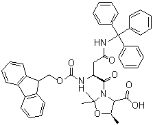 结构式 CAS# 957780-59-5, (5R)-3-[(2S)-2-[[芴甲氧羰基]氨基]-1,4-二氧代-4-[(三苯基甲基)氨基]丁基]-2,2,5-三甲基-4-恶唑烷羧酸