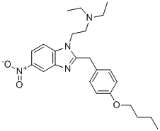 structure of CAS# 95810-54-1, Butonitazene;2-[2-[(4-butoxyphenyl)methyl]-5-nitrobenzimidazol-1-yl]-N,N-diethylethanamine