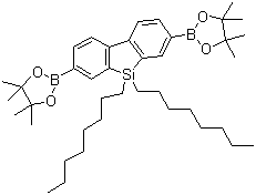 structure of CAS# 958293-23-7, 9,9-Dioctyl-9H-9-silafluorene-2,7-bis(boronic acid pinacol ester);9,9-Dioctyl-2,7-bis(4,4,5,5-tetramethyl-1,3,2-dioxaborolan-2-yl)-9H-9-silafluorene