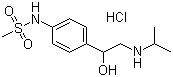 structure of CAS# 959-24-0, Sotalol hydrochloride;N-[4-[1-Hydroxy-2-(isopropylamino)ethyl]phenyl]methanesulfonamide hydrochloride; 4'-(1-Hydroxy-2-isopropylaminoethyl)methanesulphonanilide hydrochloride