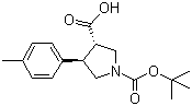 structure of CAS# 959577-53-8, (3S,4R)-1-Boc-4-(4-methylphenyl)pyrrolidine-3-carboxylic acid;Boc-(3S,4R)-beta-Pro-4-(4-methylphenyl)-OH
