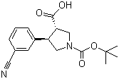 结构式 CAS# 959580-33-7, N-Boc-(3S,4R)-4-(3-氰基苯基)吡咯烷-3-羧酸