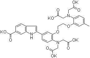 structure of CAS# 96314-96-4, Indo 1;4-(6-Carboxy-2-indolyl)-4'-methyl-2,2'-(ethylenedioxy)dianiline-N,N,N',N'-tetraacetic acid pentapotassium salt