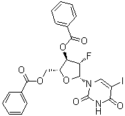structure of CAS# 97614-45-4, 1-(3,5-Di-O-benzoyl-2-deoxy-2-fluoro-beta-D-arabinofuranosyl)-5-iodo-2,4(1H,3H)-pyrimidinedione