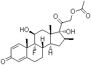 structure of CAS# 987-24-6, Betamethasone 21-acetate;9a-Fluoro-16b-methyl-11b,17a,21-trihydroxy-1,4-pregnadiene-3,20-dione 21-acetate