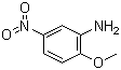 structure of CAS# 99-59-2, 2-Amino-4-nitro anisidine;5-Nitro-o-anisidine; Azoamine Scarlet K; 2-Methoxy-5-nitroaniline